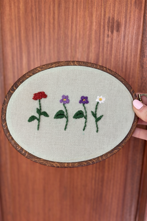 Birth Flower Embroidery Hoop